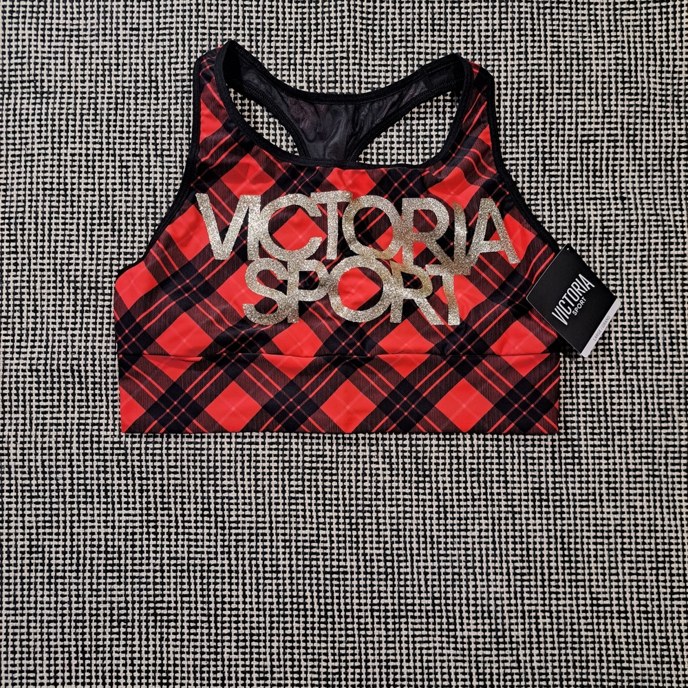Victoria's Secret Red & Black Plaid Sports Bra